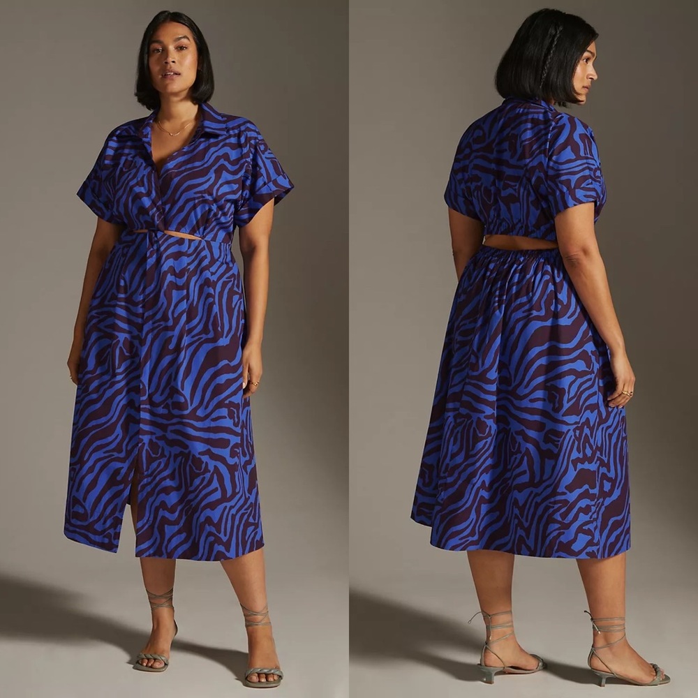 Anthropologie NWT Size 1X Twist Waist Midi Shirtdress